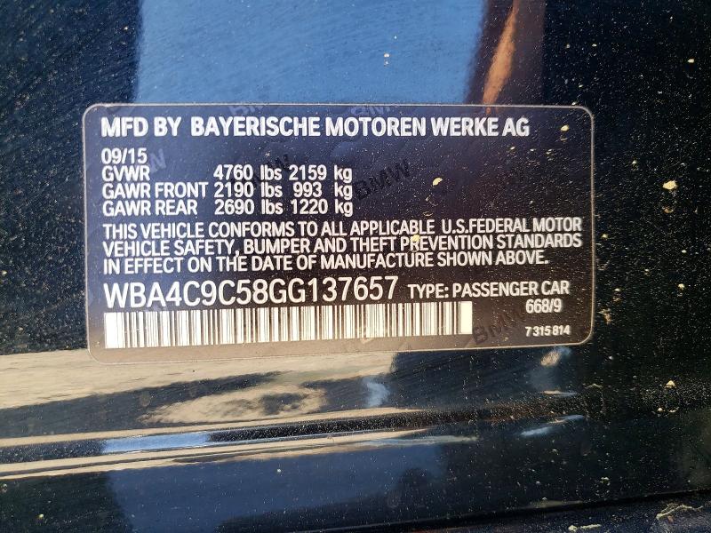 Aukcja sprzedaży 2016 Bmw 428, vin: WBA4C9C58GG137657, numer aukcji: 55459006