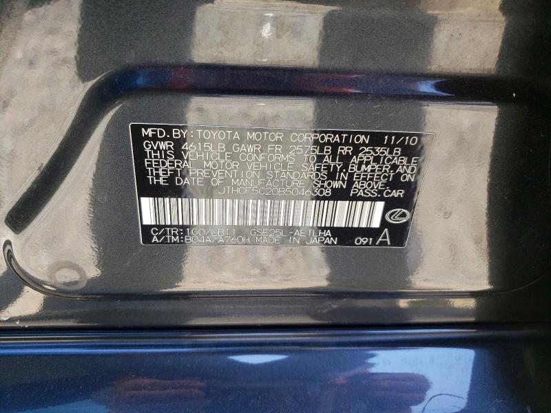 Aukcja sprzedaży 2011 Lexus Is, vin: JTHCF5C20B5046308, numer aukcji: 57601216