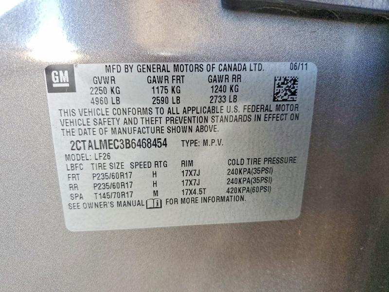 Aukcja sprzedaży 2011 Gmc Terrain, vin: 2CTALMEC3B6468454, numer aukcji: 58108876