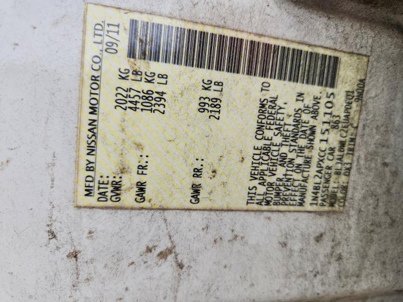 Aukcja sprzedaży 2012 Nissan Altima, vin: 1N4BL2APXCC151105, numer aukcji: 57473596