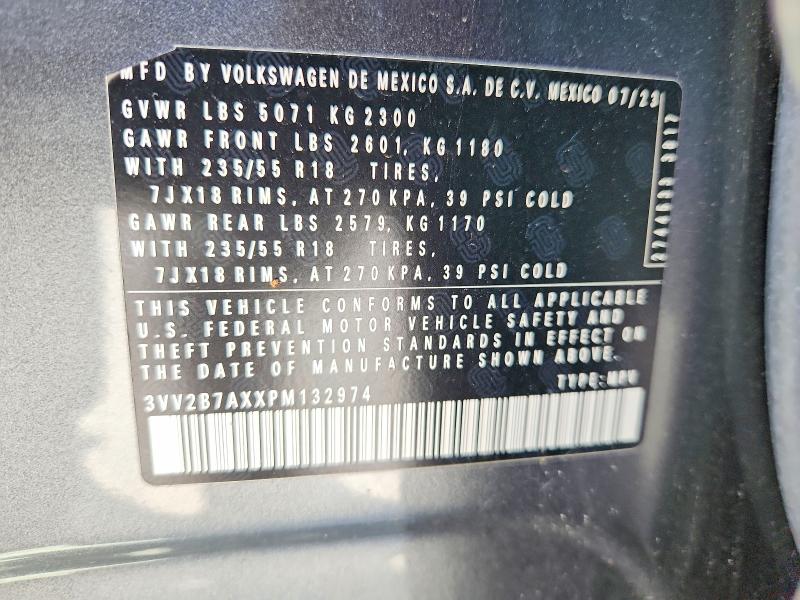 2023 Volkswagen Tiguan მანქანა იყიდება აუქციონზე, vin: 3VV2B7AXXPM132974, აუქციონის ნომერი: 56111036