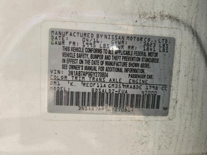 Aukcja sprzedaży 2016 Nissan Sentra, vin: 3N1AB7AP9GY270804, numer aukcji: 57506706
