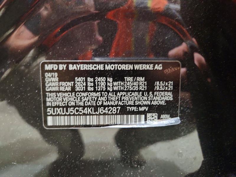 Aukcja sprzedaży 2019 Bmw X4, vin: 5UXUJ5C54KLJ64287, numer aukcji: 56059586