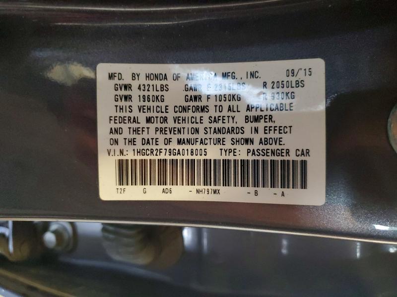 57325406 :رقم المزاد ، 1HGCR2F79GA018005 vin ، 2016 Honda Accord مزاد بيع