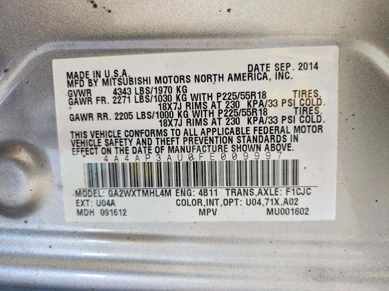 Aukcja sprzedaży 2015 Mitsubishi Outlander Sport, vin: 4A4AP3AU0FE009997, numer aukcji: 56581366
