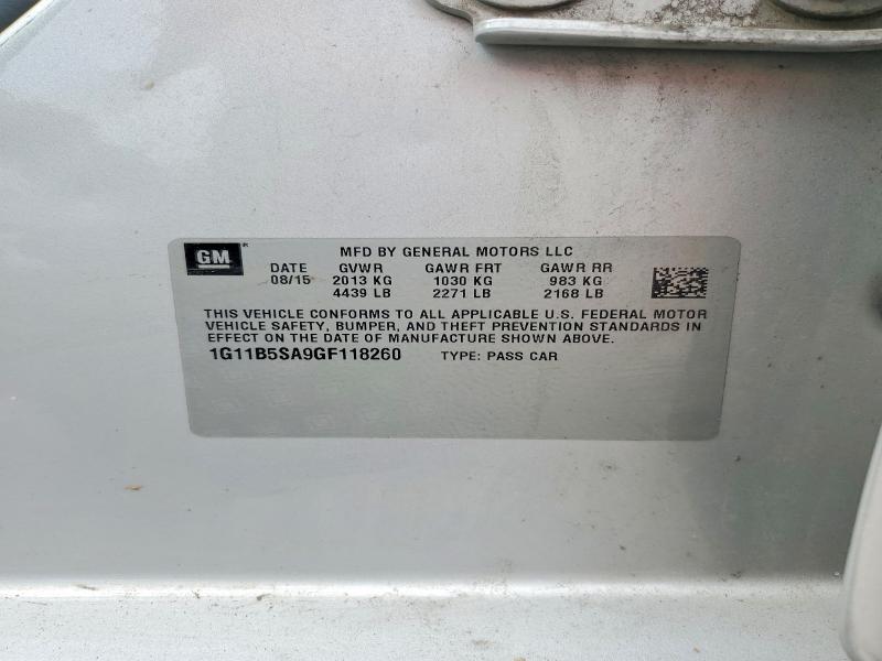 Aukcja sprzedaży 2016 Chevrolet Malibu Limited, vin: 1G11B5SA9GF118260, numer aukcji: 58791216