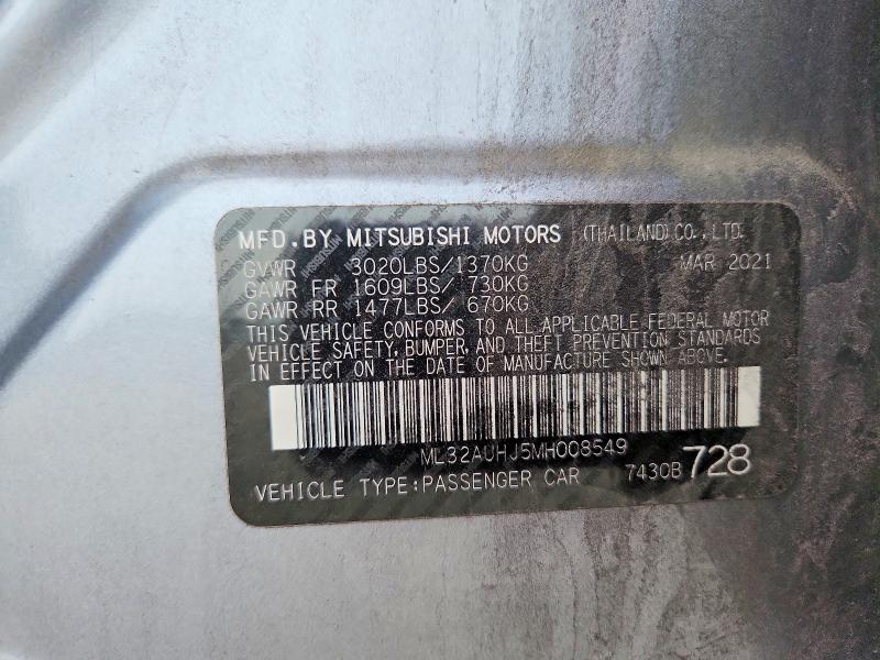 Продаж на аукціоні авто 2021 Mitsubishi Mirage, vin: ML32AUHJ5MH008549, номер лоту: 55557276