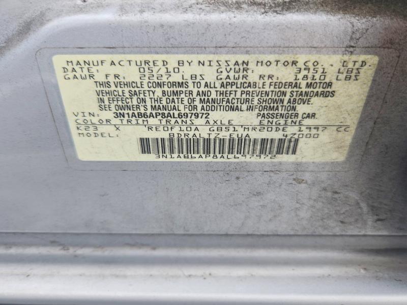 Продажа на аукционе авто 2010 Nissan Sentra, vin: 3N1AB6AP8AL697972, номер лота: 57467816