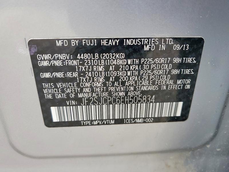 Продажа на аукционе авто 2014 Subaru Forester, vin: JF2SJCPC6EH505834, номер лота: 58360376