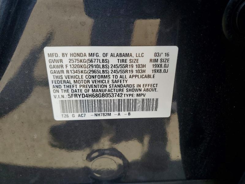 Продаж на аукціоні авто 2016 Acura Mdx, vin: 5FRYD4H68GB053742, номер лоту: 57442746