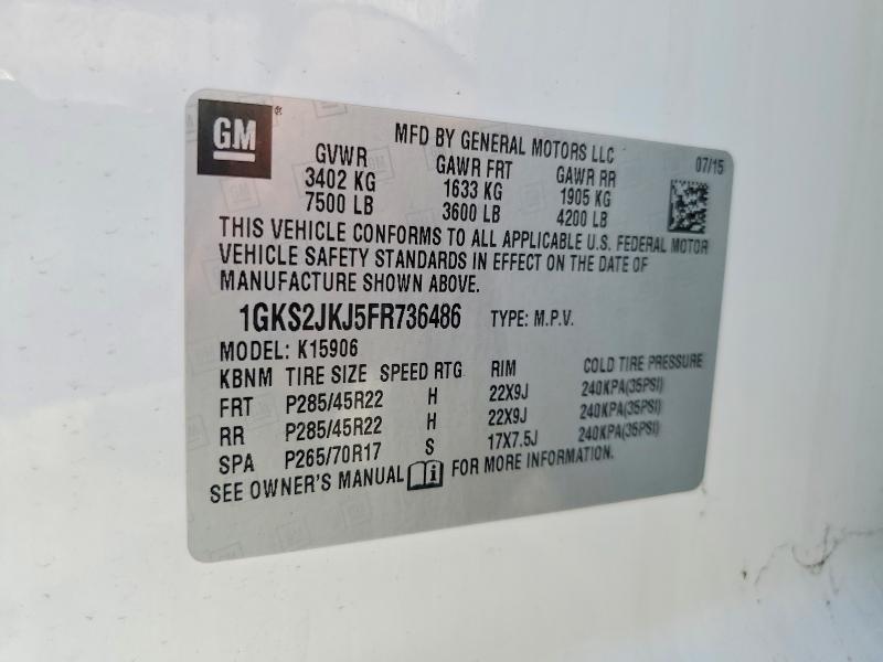 2023 Gmc Yukon Denali Xl მანქანა იყიდება აუქციონზე, vin: 1GKS2JKJ5FR736486, აუქციონის ნომერი: 56828446
