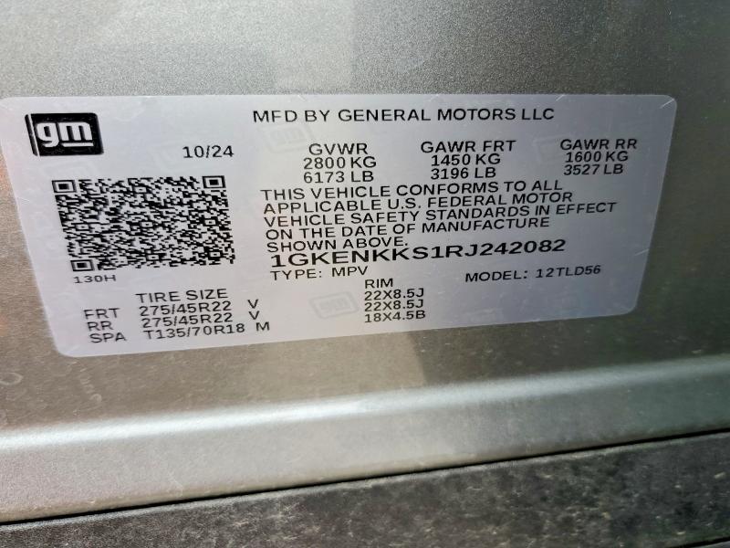 Aukcja sprzedaży 2024 Gmc Acadia, vin: 1GKENKKS1RJ242082, numer aukcji: 56062176