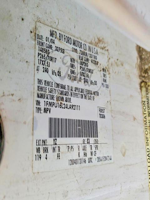58157896 :رقم المزاد ، 1FMPU16L24LA92111 vin ، 2004 Ford Expedition مزاد بيع