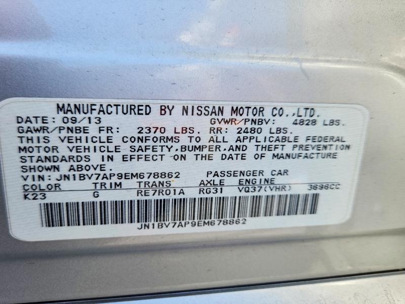 Aukcja sprzedaży 2014 Infiniti Q50, vin: JN1BV7AP9EM678862, numer aukcji: 55624656