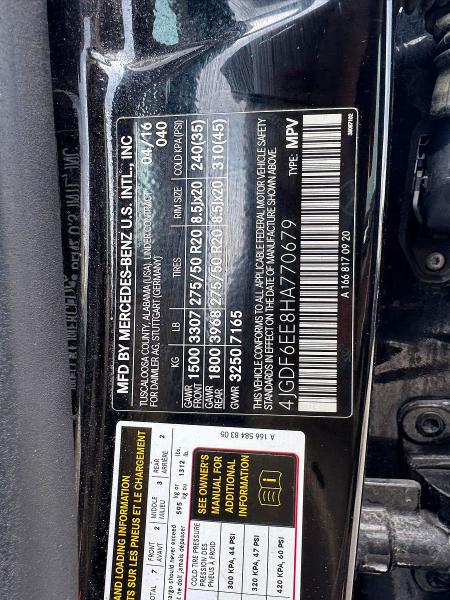 Aukcja sprzedaży 2017 Mercedes-benz Gls, vin: 4JGDF6EE8HA770679, numer aukcji: 58637396