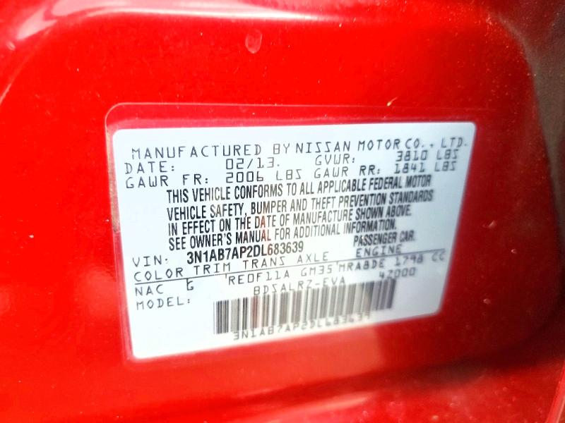Aukcja sprzedaży 2013 Nissan Sentra, vin: 3N1AB7AP2DL683639, numer aukcji: 56506106