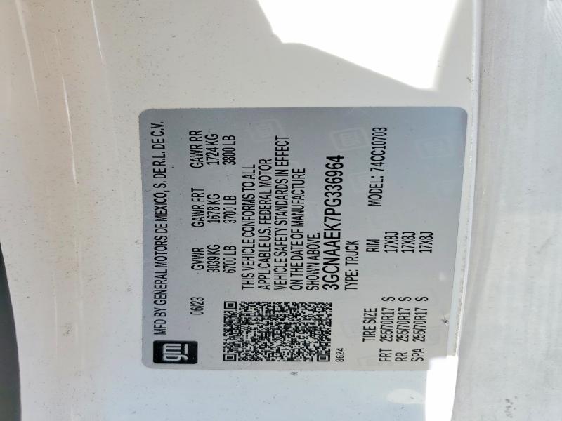Продаж на аукціоні авто 2023 Chevrolet Silverado, vin: 3GCNAAEK7PG336964, номер лоту: 58540036