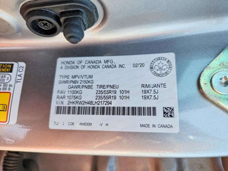 Продажа на аукционе авто 2020 Honda Cr-v, vin: 2HKRW2H48LH217294, номер лота: 53328116