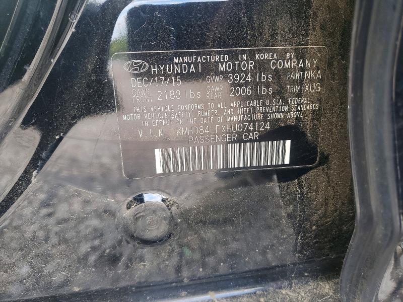 Aukcja sprzedaży 2017 Hyundai Elantra, vin: KMHD84LFXHU074124, numer aukcji: 57935606