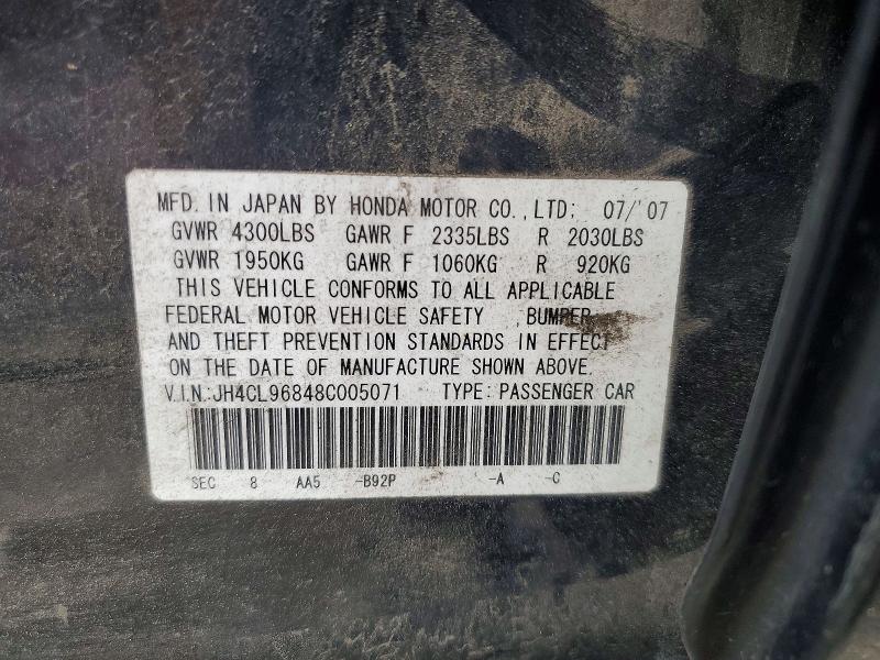 Aukcja sprzedaży 2008 Acura Tsx, vin: JH4CL96848C005071, numer aukcji: 55823376