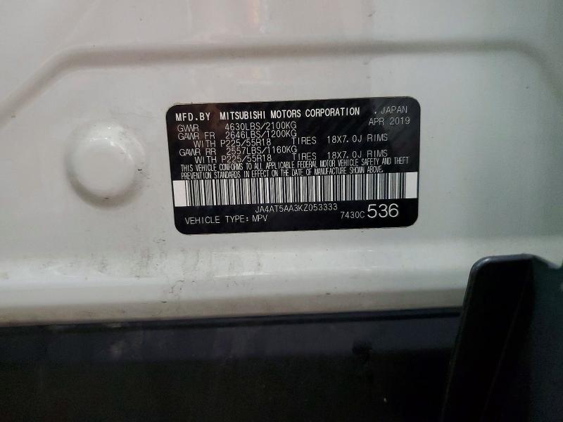 Aukcja sprzedaży 2019 Mitsubishi Eclipse Cross, vin: JA4AT5AA3KZ053333, numer aukcji: 56787706