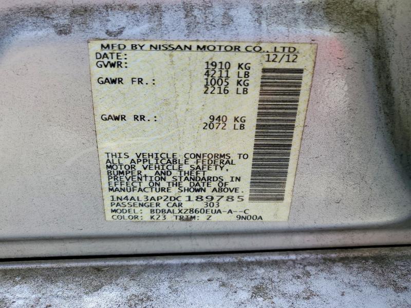 Продаж на аукціоні авто 2013 Nissan Altima, vin: 1N4AL3AP2DC189785, номер лоту: 57995826