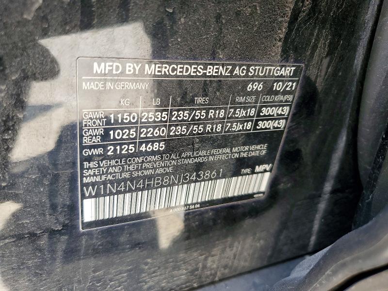 56123216 :رقم المزاد ، W1N4N4HB8NJ343861 vin ، 2022 Mercedes-benz Gla مزاد بيع