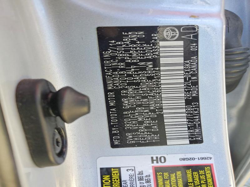 56678186 :رقم المزاد ، 2T1BURHE6EC221374 vin ، 2014 Toyota Corolla مزاد بيع