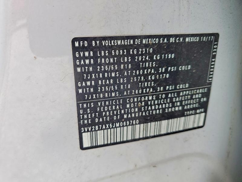 Продажа на аукционе авто 2018 Volkswagen Tiguan, vin: 3VV2B7AX5JM069760, номер лота: 55586796