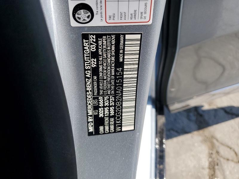 57254186 :رقم المزاد ، W1KCG2DB2NA015154 vin ، 2022 Mercedes-benz Eqs Sedan مزاد بيع
