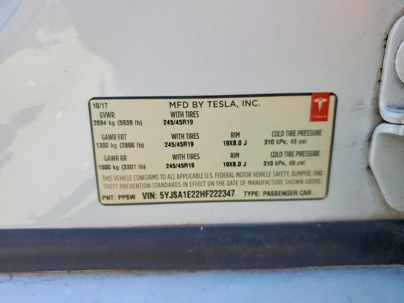Продажа на аукционе авто 2017 Tesla Model S, vin: 5YJSA1E22HF222347, номер лота: 55781946