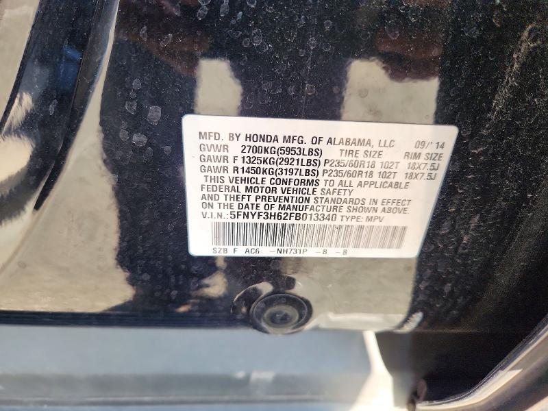 Aukcja sprzedaży 2015 Honda Pilot, vin: 5FNYF3H62FB013340, numer aukcji: 57971426