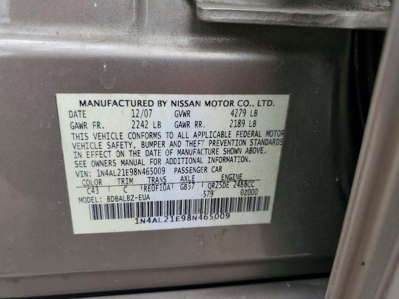 Продажа на аукционе авто 2008 Nissan Altima, vin: 1N4AL21E98N465009, номер лота: 55680126