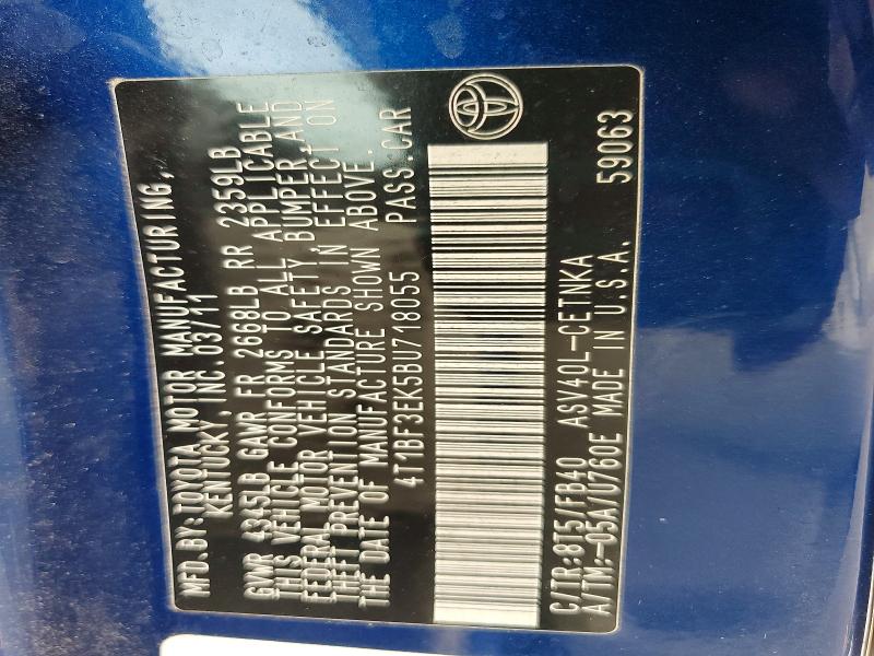 Aukcja sprzedaży 2011 Toyota Camry, vin: 4T1BF3EK5BU718055, numer aukcji: 57754656