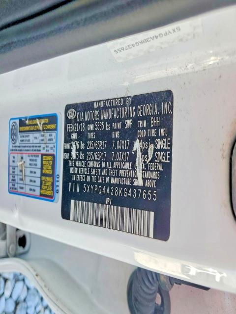 Продажа на аукционе авто 2019 Kia Sorento, vin: 5XYPG4A38KG437655, номер лота: 57241196