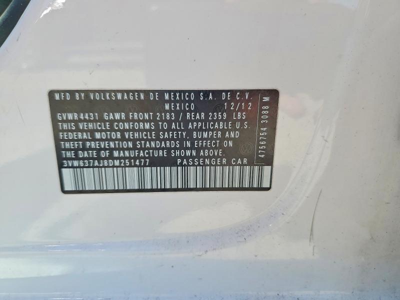 Продажа на аукционе авто 2013 Volkswagen Jetta, vin: 3VW637AJ8DM251477, номер лота: 56947776