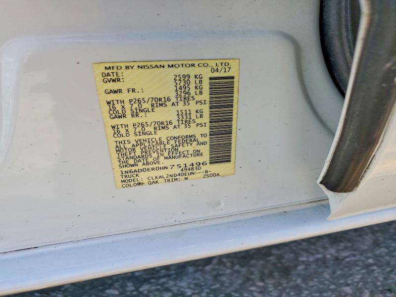 2017 Nissan Frontier მანქანა იყიდება აუქციონზე, vin: 1N6AD0ER0HN751496, აუქციონის ნომერი: 56978146