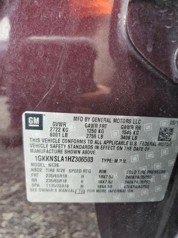 Aukcja sprzedaży 2017 Gmc Acadia, vin: 1GKKNSLA1HZ306503, numer aukcji: 55785406