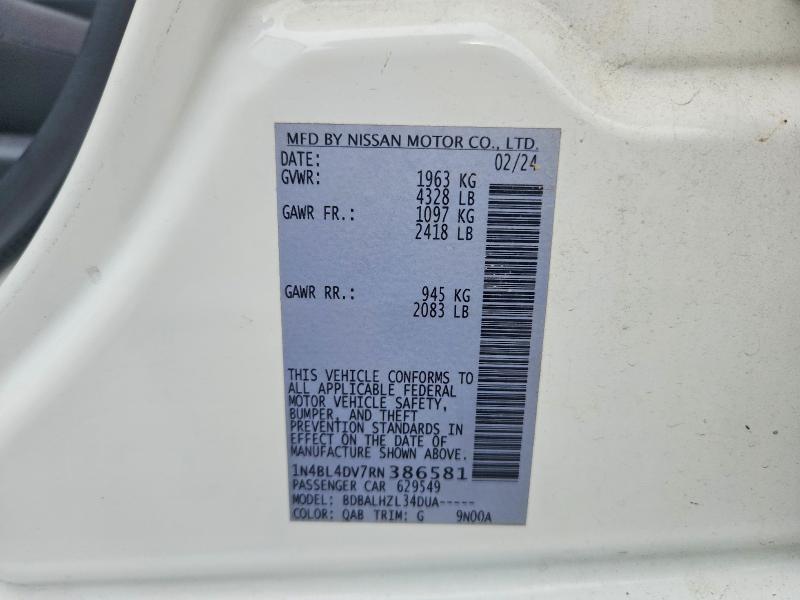 Продажа на аукционе авто 2024 Nissan Altima, vin: 1N4BL4DV7RN386581, номер лота: 55930176