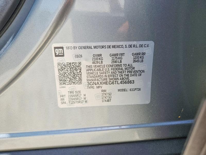 Aukcja sprzedaży 2026 Chevrolet Equinox, vin: 3GNAXHEG6TL456863, numer aukcji: 58153286