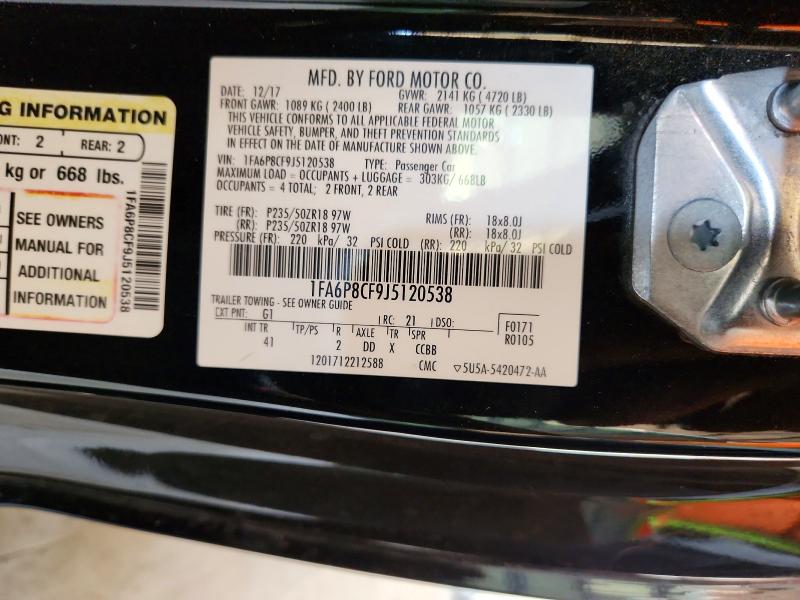 Aukcja sprzedaży 2018 Ford Mustang, vin: 1FA6P8CF9J5120538, numer aukcji: 57393756