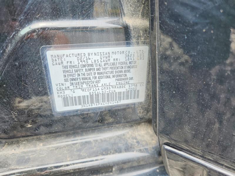 Aukcja sprzedaży 2016 Nissan Sentra, vin: 3N1AB7APXGY241487, numer aukcji: 56289176