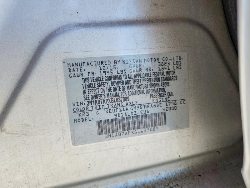 55639216 :رقم المزاد ، 3N1AB7APXGL637089 vin ، 2016 Nissan Sentra مزاد بيع