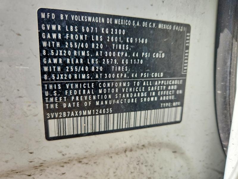 Продаж на аукціоні авто 2021 Volkswagen Tiguan, vin: 3VV2B7AX9MM124635, номер лоту: 59173886