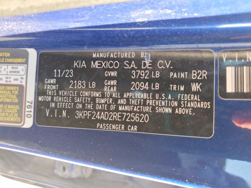 58583736 :رقم المزاد ، 3KPF24AD2RE725620 vin ، 2024 Kia Forte مزاد بيع