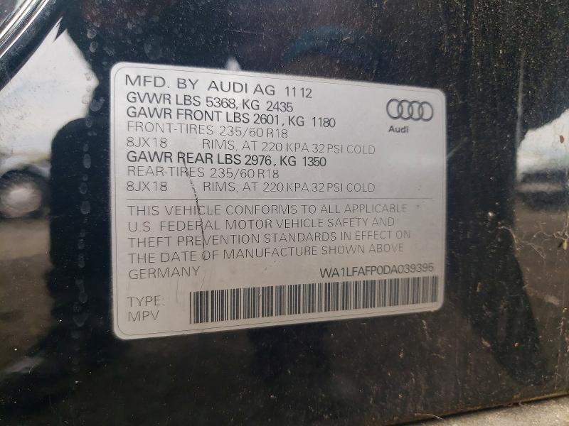 57578546 :رقم المزاد ، WA1LFAFP0DA039395 vin ، 2013 Audi Q5 مزاد بيع