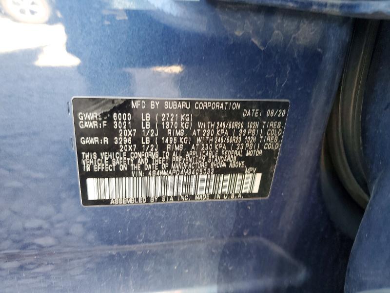 Продажа на аукционе авто 2021 Subaru Ascent, vin: 4S4WMAPD4M3405033, номер лота: 57412016