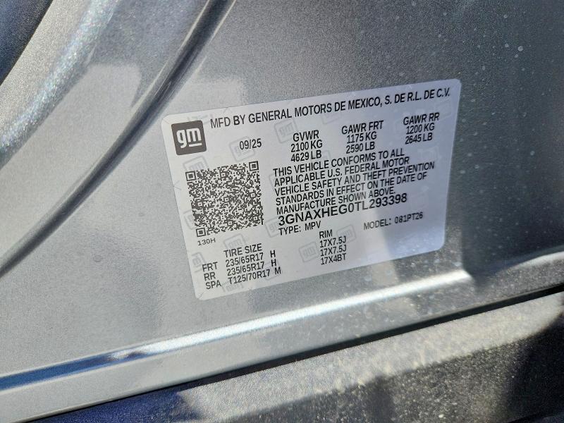 Aukcja sprzedaży 2026 Chevrolet Equinox, vin: 3GNAXHEG0TL293398, numer aukcji: 56816556