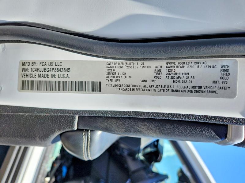 2023 Jeep Grand Cherokee მანქანა იყიდება აუქციონზე, vin: 1C4RJJBG4P8843845, აუქციონის ნომერი: 57723366