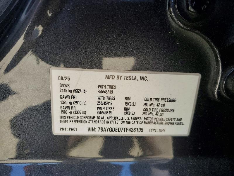 Продаж на аукціоні авто 2026 Tesla Model Y, vin: 7SAYGDED7TF438105, номер лоту: 55813696
